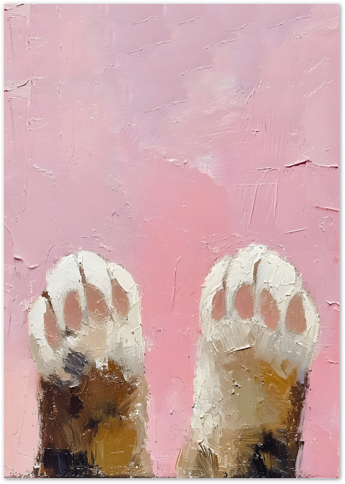 Posterux© | Cat Paws Poster – Pink Whimsical Paw Print Painting poster – premium wall art