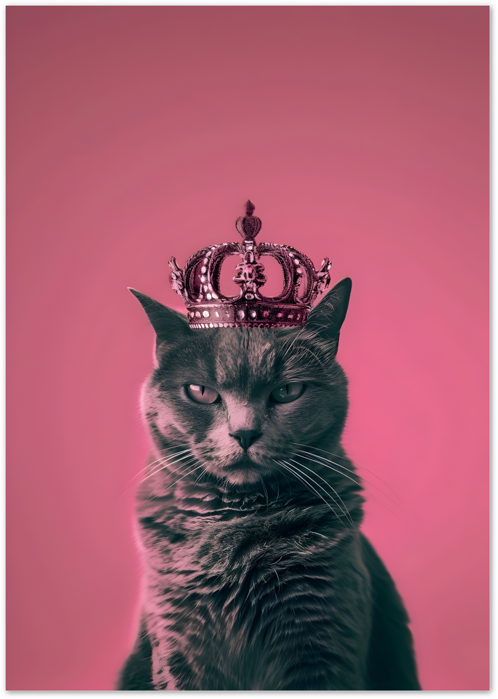 Posterux© | Pink Queen Cat Poster – Glam Royal Attitude poster – premium wall art