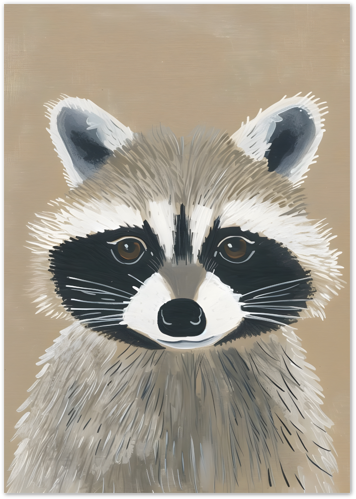 Posterux© | Raccoon Portrait Poster – Soft & Curious Expression poster – premium wall art