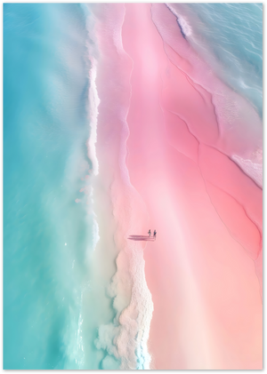 Posterux© | Pink Paradise Beach Poster – Aerial Pastel Shoreline poster – premium wall art