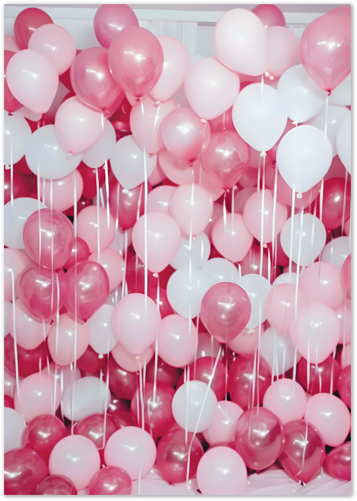 Posterux© | Pink Balloon Party Poster – Whimsical Pop of Celebration poster – premium wall art