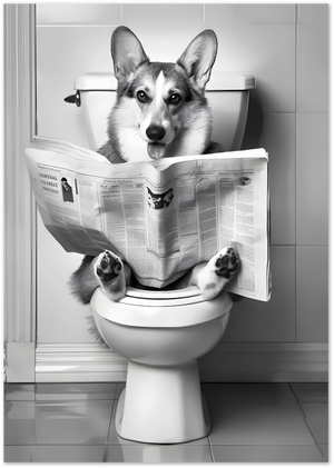 Posterux© | Toilet Reading Corgi Poster – Funny Dog Bathroom Art poster – premium wall art