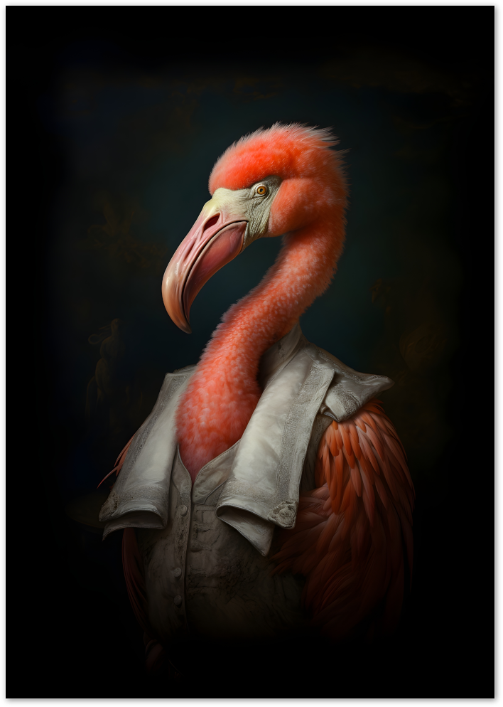 Posterux© | Flamingo Aristocrat Poster – Regal Animal Portrait poster – premium wall art