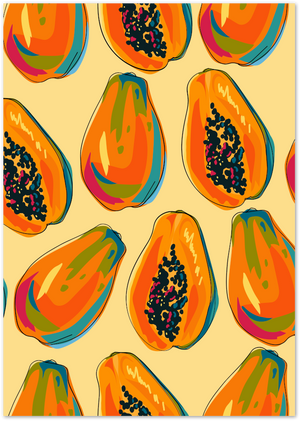 Posterux© | Papaya Pop Poster – Tropical Fruit Pattern poster – premium wall art