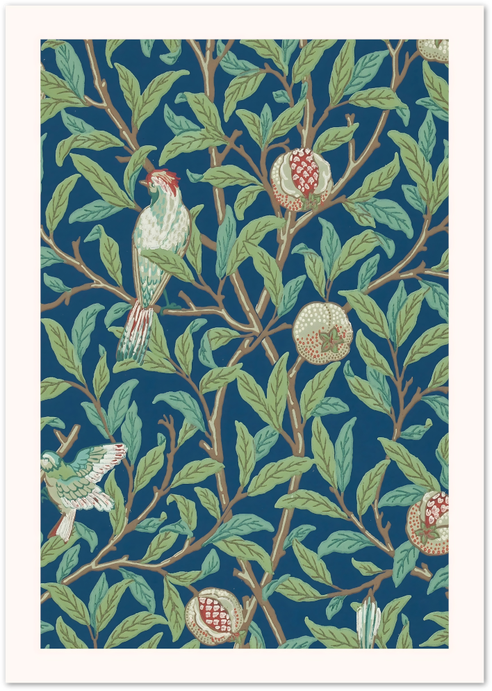 Posterux© | Pomegranate Birds Poster – Folk Botanical Style poster – premium wall art