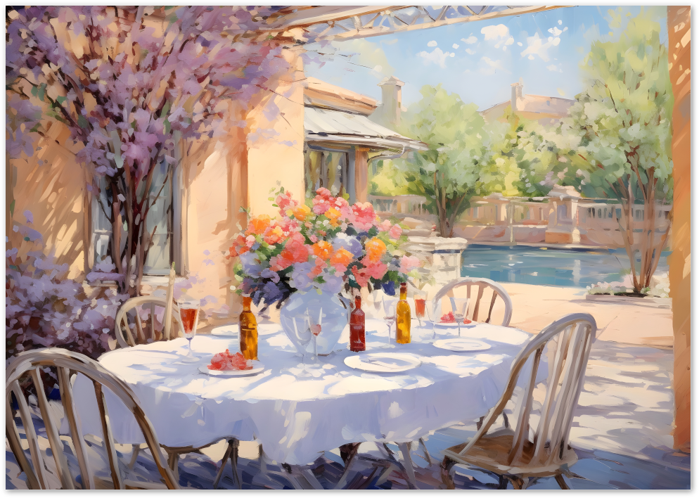 Posterux© | Al Fresco Dining Poster – Elegant Garden Scene poster – premium wall art