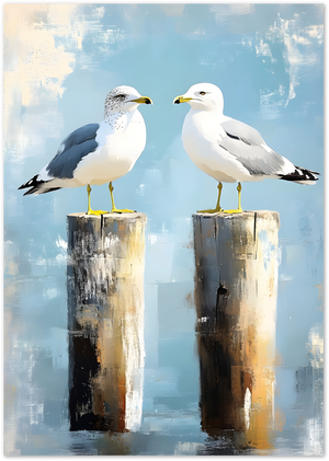 Posterux© | Seagull Companions Poster – Coastal Minimalism poster – premium wall art