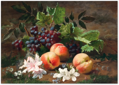 Posterux© | Peaches and Grapes Still Life Poster – Vintage Fruit Painting poster – premium wall art