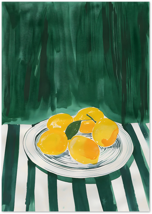 Posterux© | Lemons on a Plate Poster – Bold Minimalist Fruit Art poster – premium wall art