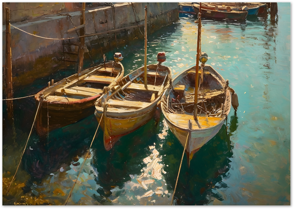 Posterux© | Boats in the Sun Poster – Mediterranean Seaside Art poster – premium wall art