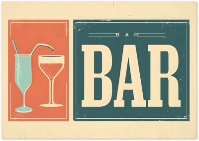 Posterux© | BAR Retro Poster – Vintage Typography with Drinks poster – premium wall art