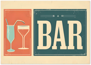 Posterux© | BAR Retro Poster – Vintage Typography with Drinks poster – premium wall art