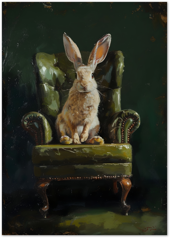 Posterux© | Hare on a Velvet Chair Poster – Regal Animal Portrait poster – premium wall art