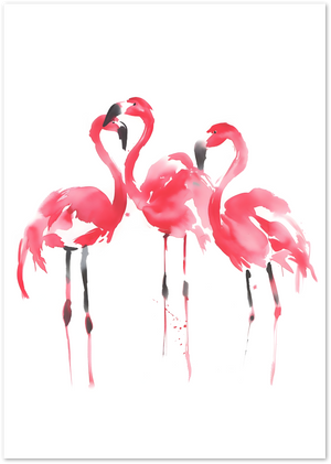 Posterux© | Flamingo Trio Poster – Watercolor Minimalist Birds poster – premium wall art