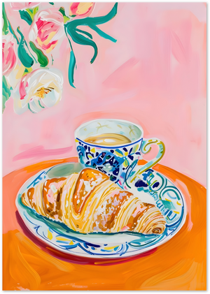 Posterux© | Croissant & Coffee Poster – Colorful French Breakfast poster – premium wall art