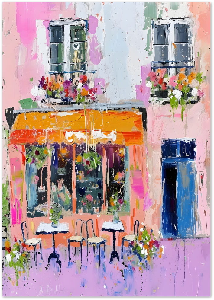 Posterux© | Parisian Terrace Poster – Colorful Café Painting poster – premium wall art