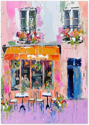 Posterux© | Parisian Terrace Poster – Colorful Café Painting poster – premium wall art