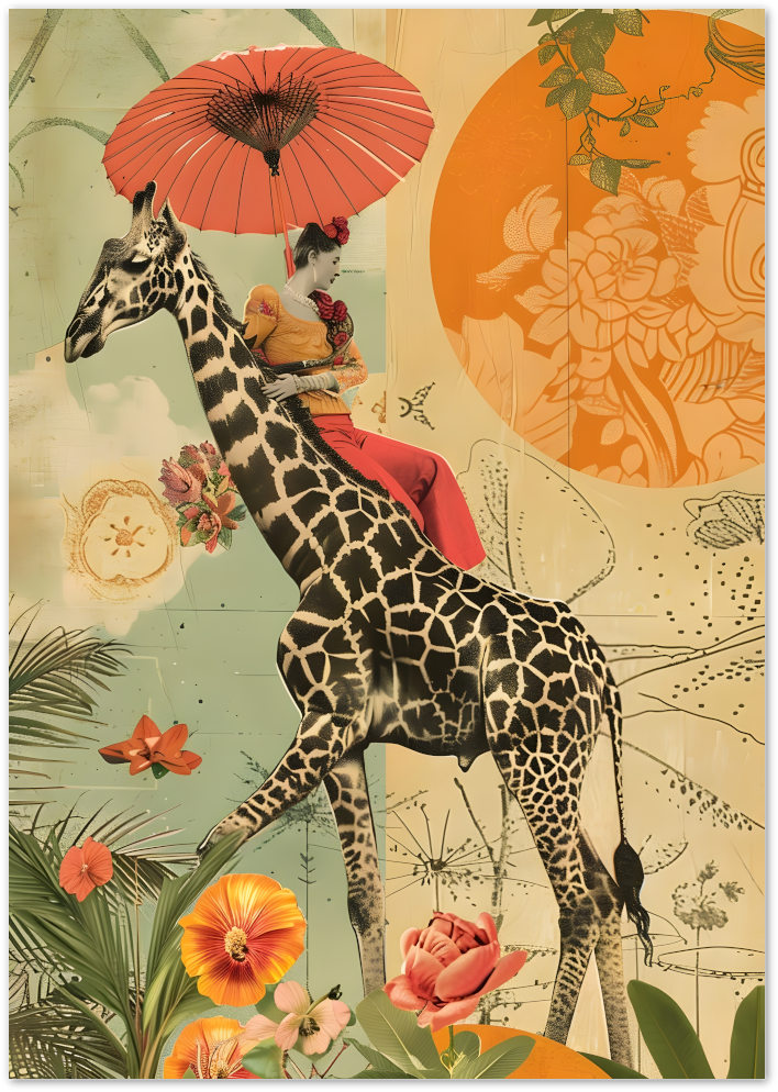 Posterux© | Giraffe Ride Poster – Surreal Jungle Fantasy poster – premium wall art
