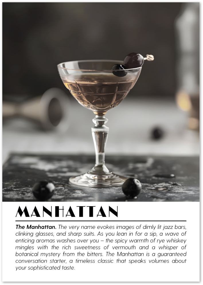 Posterux© | Manhattan Cocktail Poster – Vintage Glamour Style poster – premium wall art
