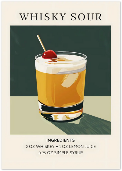 Posterux© | Whisky Sour Poster – Retro Cocktail Print poster – premium wall art
