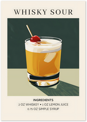 Posterux© | Whisky Sour Poster – Retro Cocktail Print poster – premium wall art