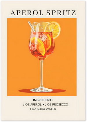 Posterux© | Aperol Spritz Recipe Poster – Bright Cocktail Illustration poster – premium wall art