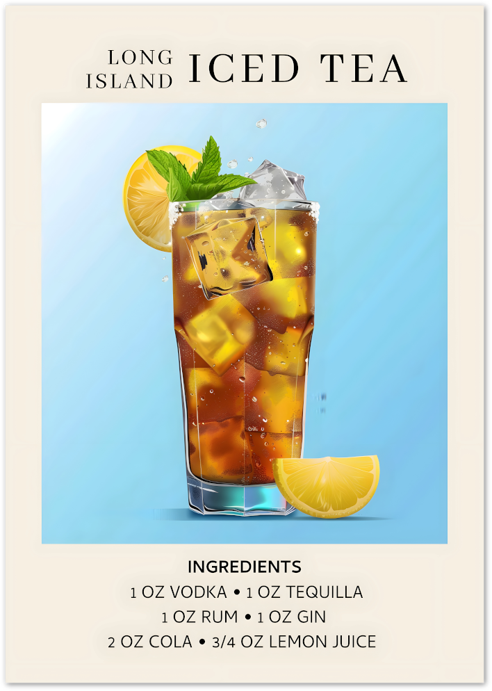 Posterux© | Long Island Iced Tea Recipe Poster – Bold Cocktail Art poster – premium wall art