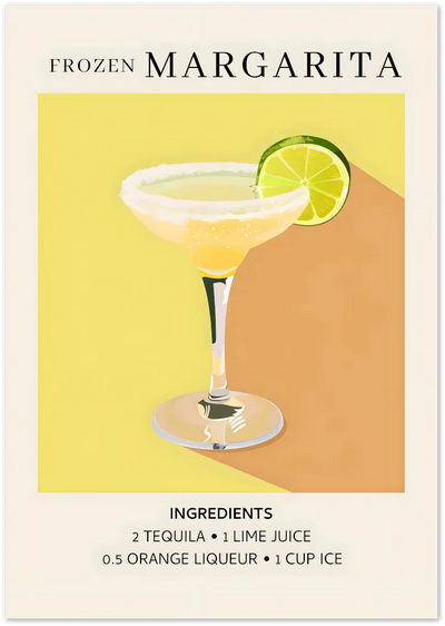 Posterux© | Frozen Margarita Recipe Poster – Citrus Cocktail Illustration poster – premium wall art