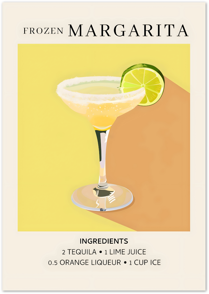 Posterux© | Frozen Margarita Recipe Poster – Citrus Cocktail Illustration poster – premium wall art