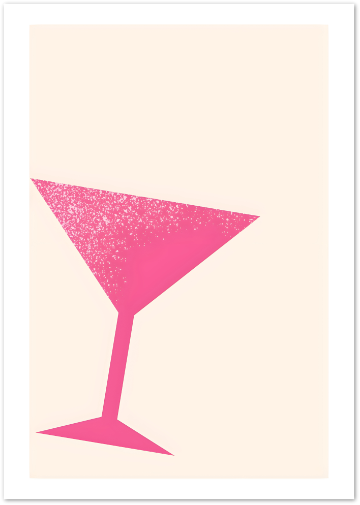 Posterux© | Pink Martini Glass Poster – Minimal Cocktail Illustration poster – premium wall art