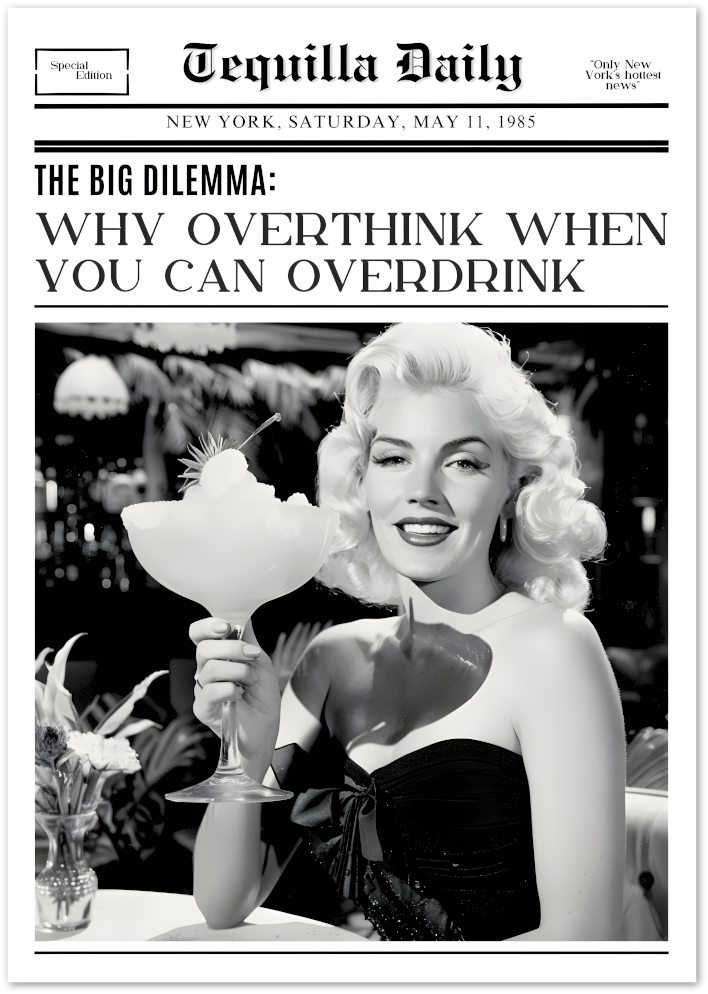Posterux© | Why Overthink When You Can Overdrink Poster – Retro Glam Quote poster – premium wall art