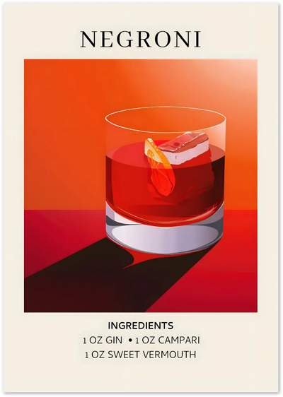Posterux© | Negroni Poster – Italian Cocktail Recipe Print poster – premium wall art