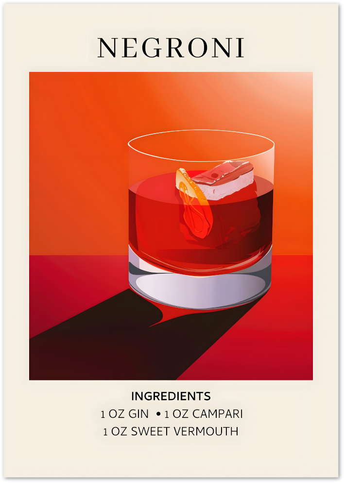 Posterux© | Negroni Poster – Italian Cocktail Recipe Print poster – premium wall art