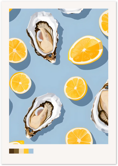 Posterux© | Oysters & Lemon Poster – Coastal Kitchen Pop Style poster – premium wall art