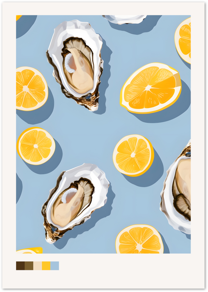 Posterux© | Oysters & Lemon Poster – Coastal Kitchen Pop Style poster – premium wall art