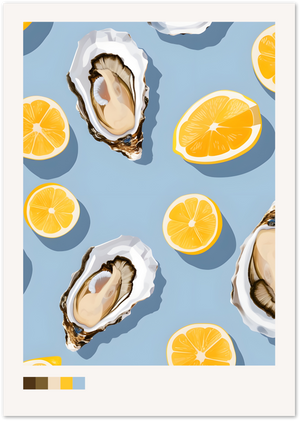 Posterux© | Oysters & Lemon Poster – Coastal Kitchen Pop Style poster – premium wall art