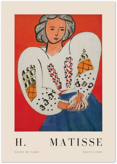 Posterux© | Woman in Romanian Blouse Poster – Matisse Fauvist Style poster – premium wall art