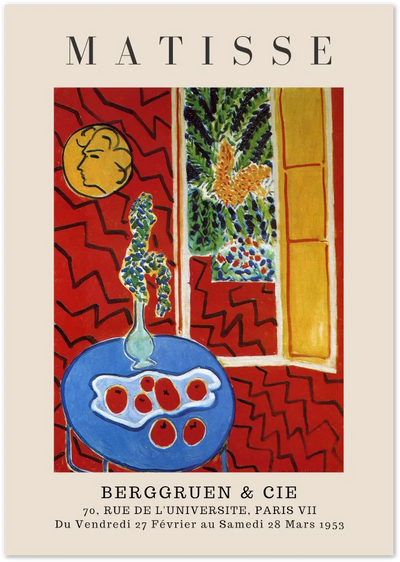Posterux© | Red Interior with Apples Poster – Matisse Exhibition Art poster – premium wall art