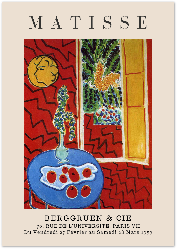 Posterux© | Red Interior with Apples Poster – Matisse Exhibition Art poster – premium wall art