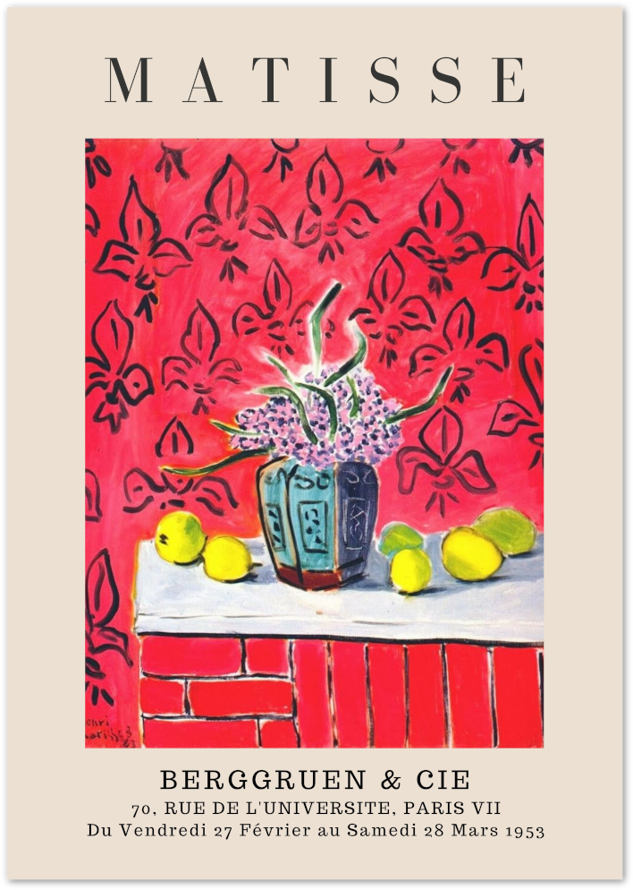 Posterux© | Floral Still Life on Pink Poster – Matisse with Lemons poster – premium wall art