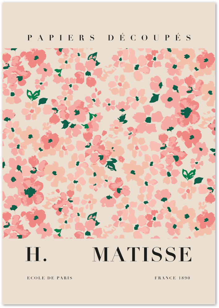 Posterux© | Pink Floral Papiers Découpés Poster – Matisse Cut-Out Style poster – premium wall art