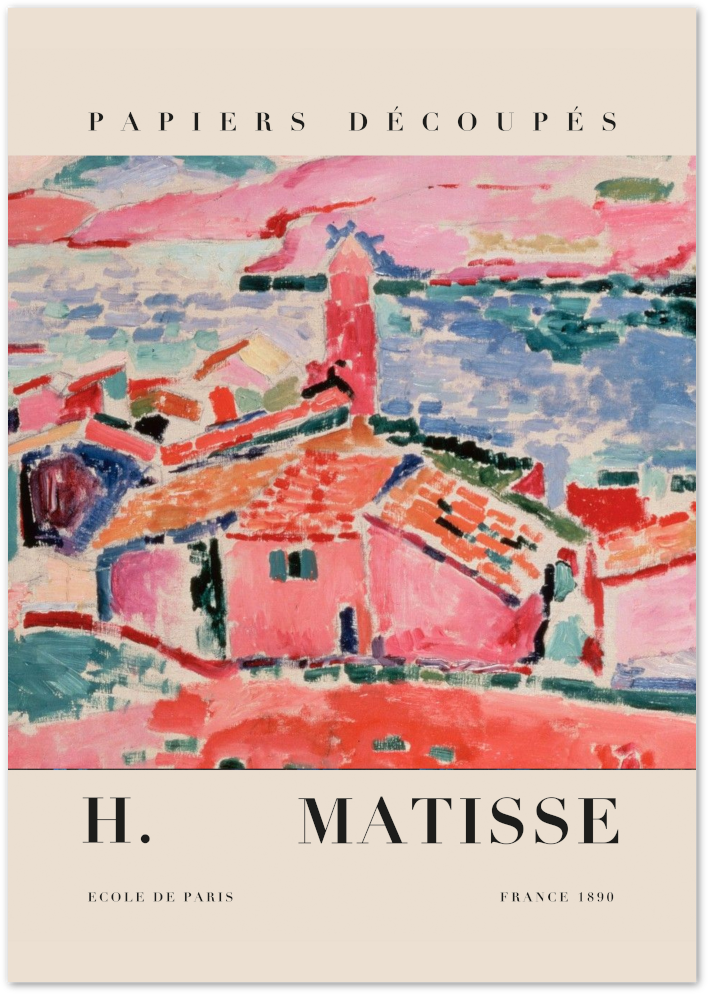 Posterux© | The Pink Rooftops Poster – Fauvist French Coastline by Matisse poster – premium wall art