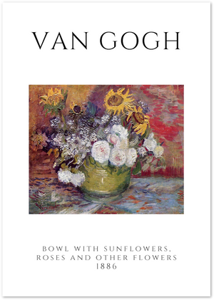 Posterux© | Bowl with Sunflowers and Roses – Van Gogh Floral Poster poster – premium wall art