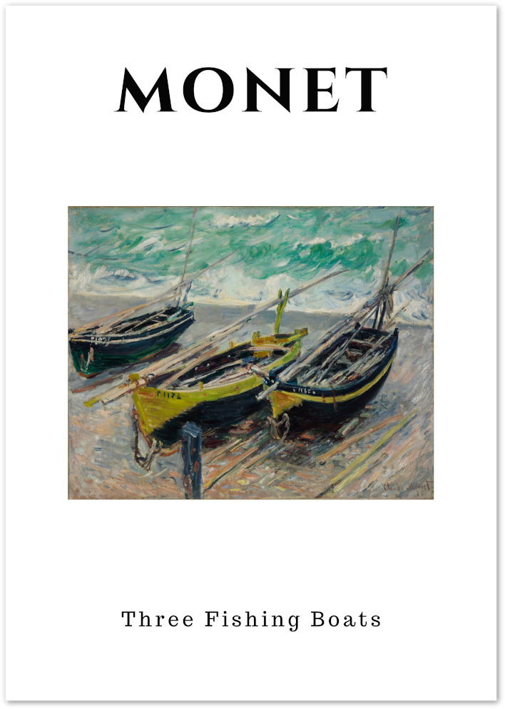 Posterux© | Three Fishing Boats Poster – Monet Seaside Art poster – premium wall art