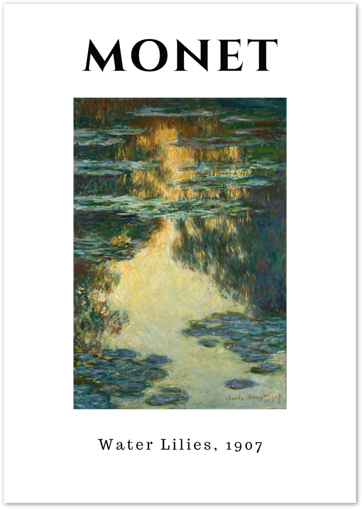Posterux© | Water Lilies Poster – Monet Impressionist Garden Art (Vertical Reflection) poster – premium wall art