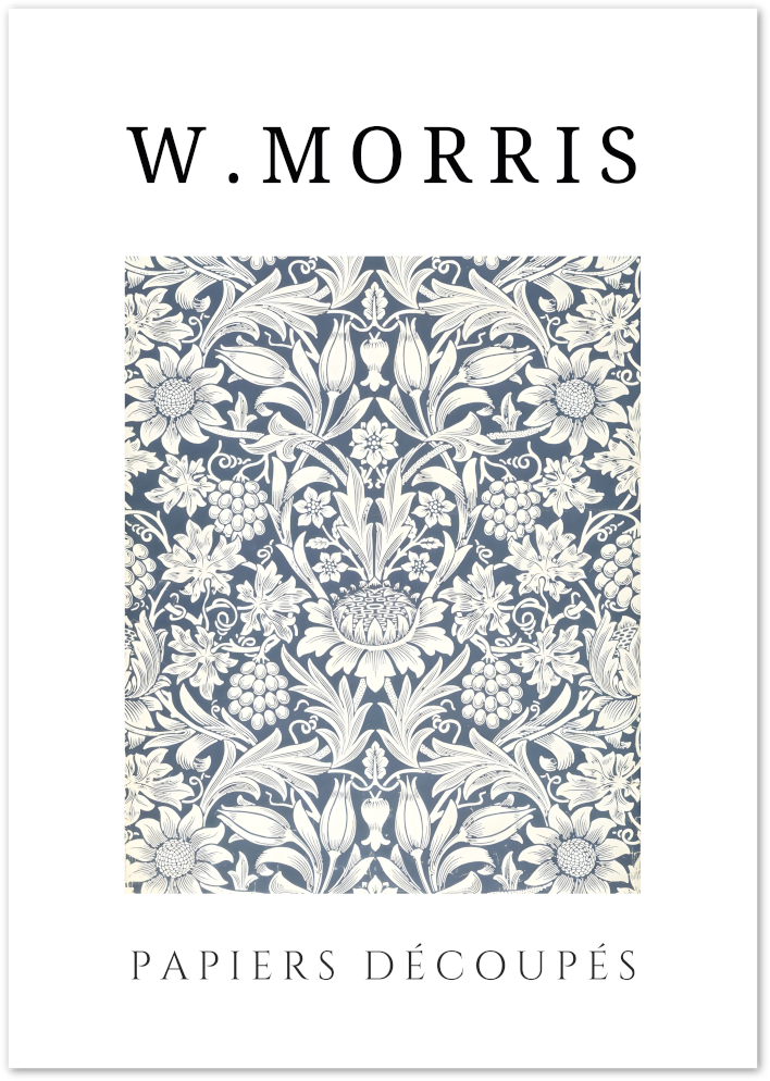 Posterux© | Blue Floral Pattern Poster – W. Morris Vintage Wallpaper Art poster – premium wall art