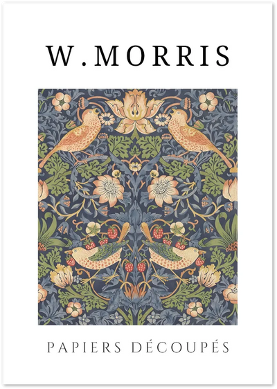 Posterux© | Birds & Strawberries Poster – W. Morris Folk Art Pattern poster – premium wall art