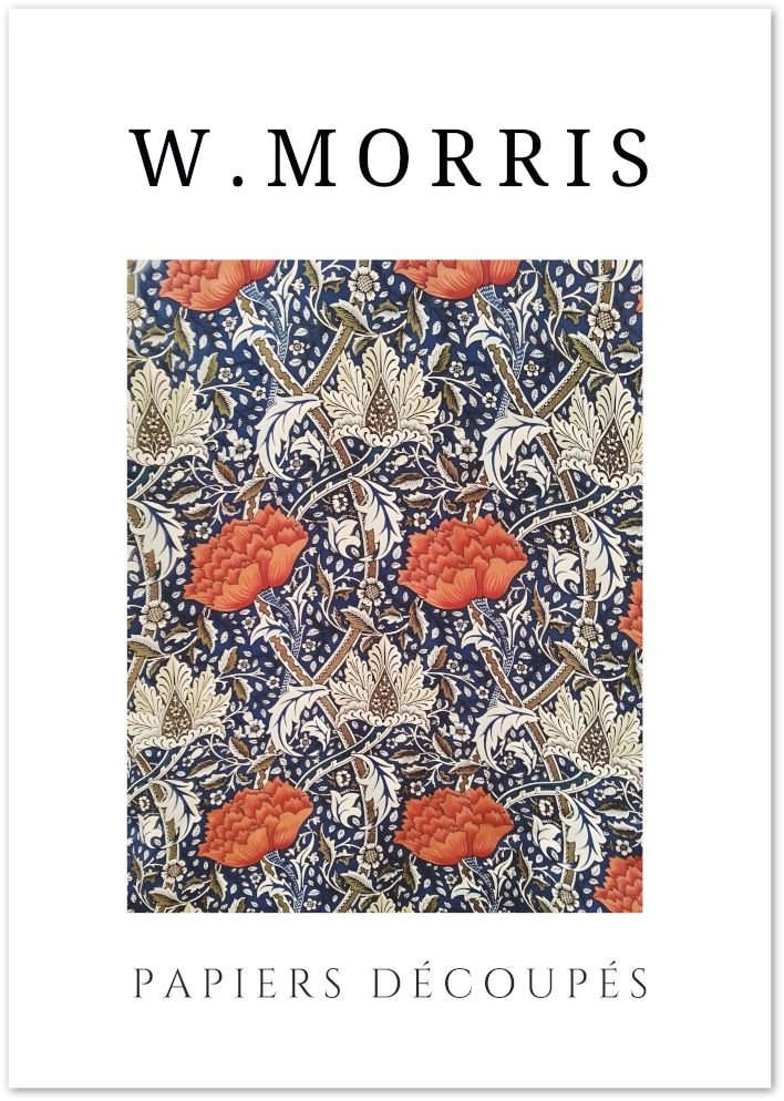 Posterux© | Red Blooms Poster – William Morris Floral Design poster – premium wall art
