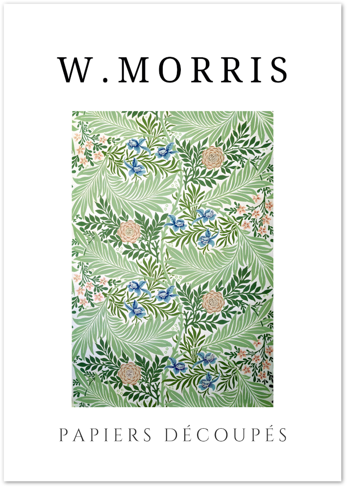 Posterux© | Green Petals Poster – William Morris Floral Pattern poster – premium wall art
