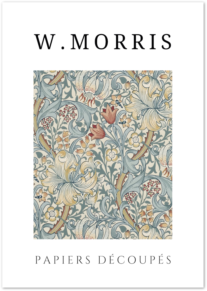 Posterux© | Soft Red Tulip Poster – William Morris Floral Design poster – premium wall art